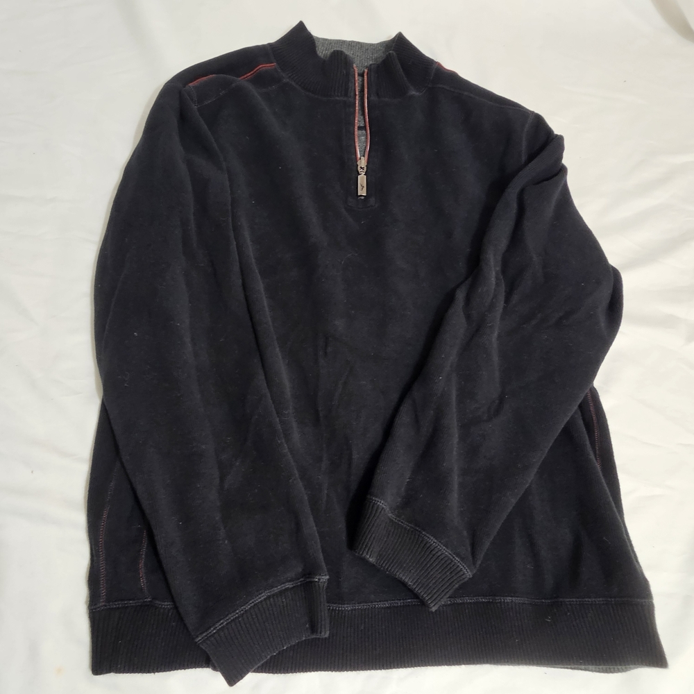 Tommy Bahama Reversible Black Gray Quarter ZIP